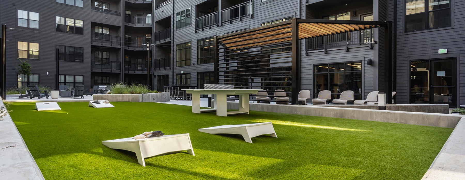 cornhole on game lawn