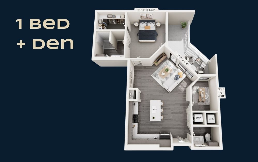 JERSEY - 1 bedroom floorplan layout with 1.5 bathroom and 925 square feet JERSEY - 1 bedroom floorplan layout with 1.5 bathroom and 925 square feet