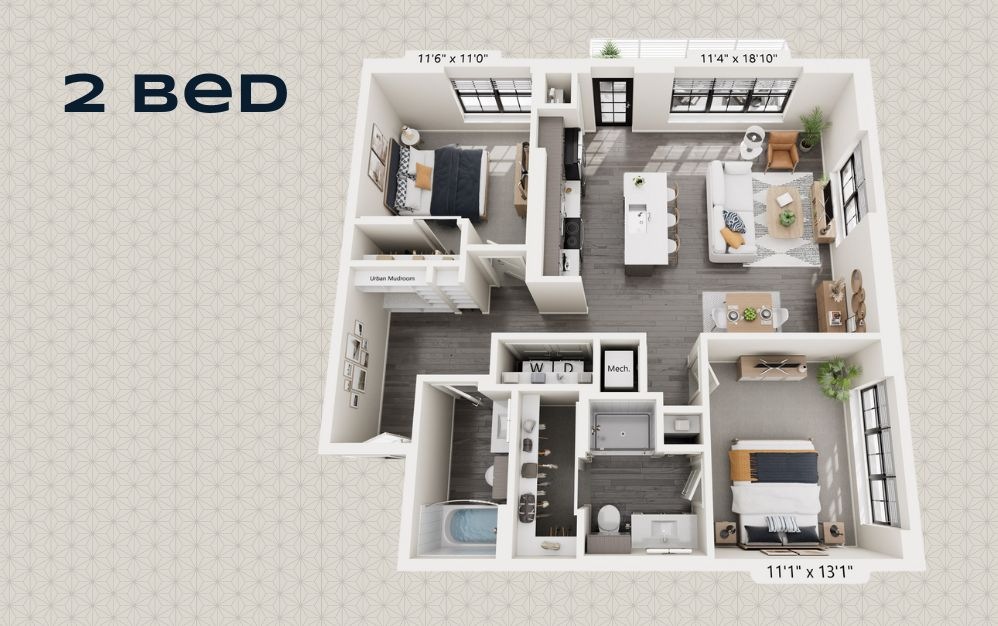 SHAMROCK - 2 bedroom floorplan layout with 2 bathrooms and 1092 - 1114 square feet SHAMROCK - 2 bedroom floorplan layout with 2 bathrooms and 1092 - 1114 square feet