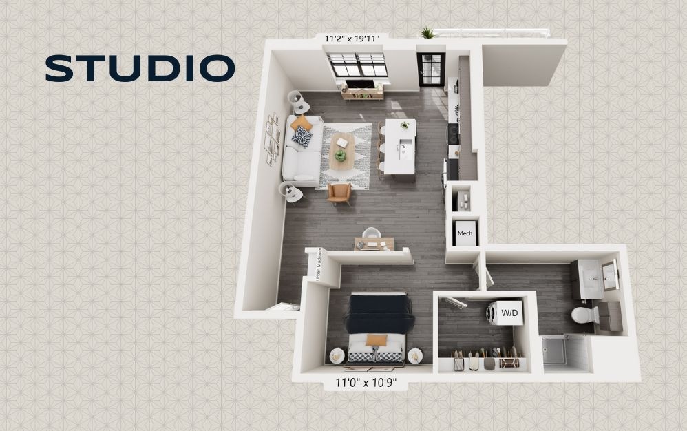 WHEELER - Studio floorplan layout with 1 bathroom and 760 - 789 square feet WHEELER - Studio floorplan layout with 1 bathroom and 760 - 789 square feet