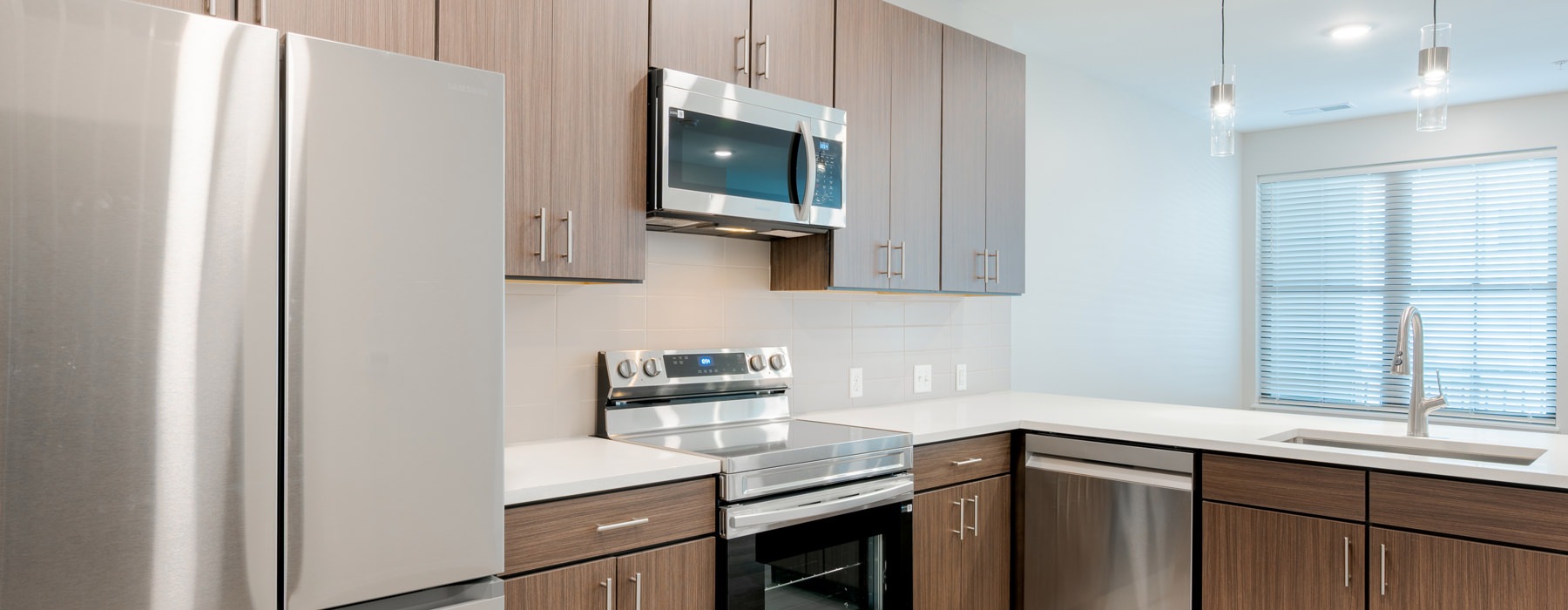 kitchen with brown cabinets